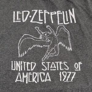CYGNUS Mens Large Vintage Y2K 2003 Led Zeppelin USA 1977 Gray and White Shirt